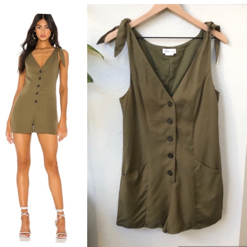Lovers and Friends Perry Vest Style Romper in Olive Green S